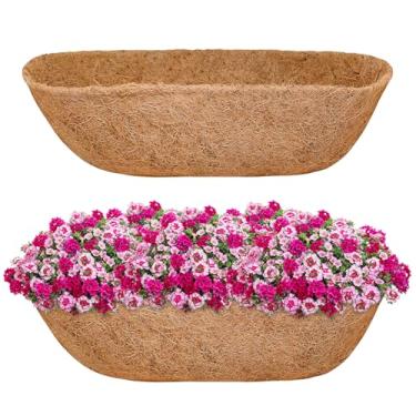 Imagem de Hatatool Pacote com 2 forros de coco de 61 cm para plantadores, forros de coco substituíveis para caixa de janela, parede, peitoril de janela, cerca de trilho, caixa de plantação, varanda, pátio