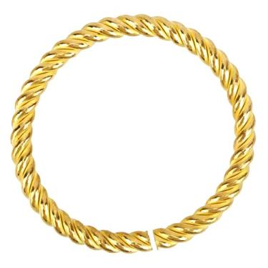 Imagem de Pulseira Tensor, Design Aberto Ajustável Feita à Mão em Cobre Maciço Torcido Pulseira com anel Tensor de Cobre Puro Joalharia de Saúde para Presente Mulher e Homem (Cor Latão)