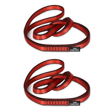 Imagem de VFKENA Correia de nylon para escalada de 18 mm 23KN CE2008/EN566 tiras fortes para escalada, montanhismo, rapel, swing, rede de ioga, etc. (vermelho, 90 cm / 35 polegadas | Pacote com 2)