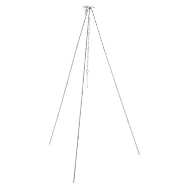 Imagem de Solo Stove Tripé Acessórios de acampamento Tripé compacto leve de alumínio com corrente ajustável para pendurar, perfeito para fogão portátil Titan e fogueira, acampamento, mochilão, equipamento de sobrevivência