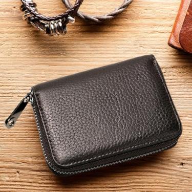 Imagem de Carteira feminina pequena com bloqueio de RFID, porta-cartão de crédito com bolso para moedas, Marrom, Simples