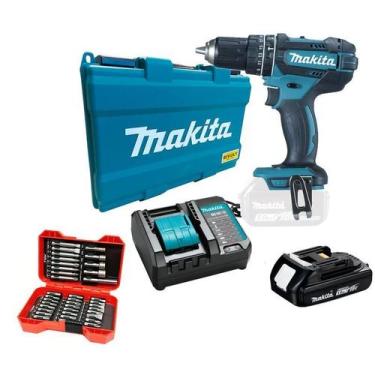 Imagem de Parafusadeira 18V Makita Dhp482Y002 1Bat 1,5A + Jg 37 Peças