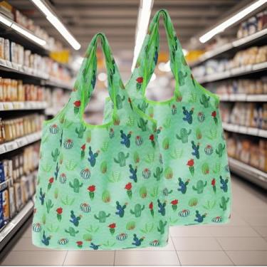 Imagem de Sacos de compras reutilizáveis de poliéster dobrável, estampa geométrica de flores de animais fofos, sacolas de compras reutilizáveis extragrandes de 13,6 kg, resistentes e laváveis na máquina