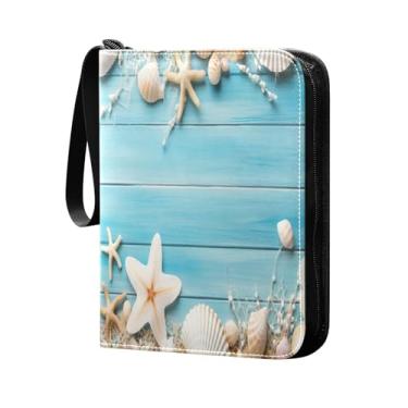 Imagem de Wassud Tema de praia com 4 bolsos para fichário de cartões colecionáveis comporta 400 cartões padrão, álbum TCG CCG MTG, presentes para colecionadores, meninos e meninas