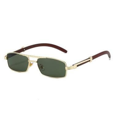 Imagem de Óculos de Sol Masculinos com Ponte Dupla de Metal, Lentes Transparentes Degradê e Proteção UV400 para Esportes ao Ar Livre, Corrida e Ciclismo, Cor Verde Escuro Dourado