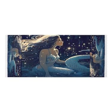 Imagem de Wassud Lindas capas de lavadora e secadora de sereia, protetor de lavadora com sacos de armazenamento, capa de geladeira à prova de poeira com bolsos para lavanderia doméstica, cozinha, 120 x 55 cm