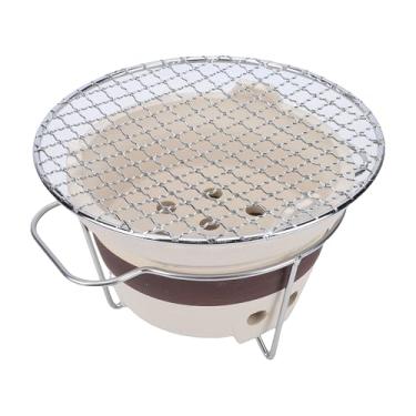 Imagem de Luqeeg Churrasqueira a Carvão, Fogão a Carvão de Cerâmica de Argila, Churrasqueira Portátil para Fabricação de chá Xylanthrax para Reuniões Familiares Internas e Externas, Acampamento,