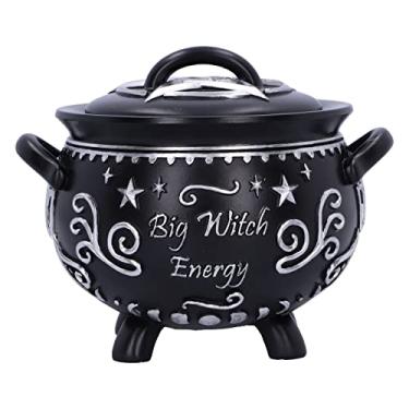 Imagem de Nemesis Now Caixa de caldeirão Big Witch Energy de 15,4 cm, resina, preta, coleção de presente de Halloween, caixa de caldeirão de bruxaria, caixa de armazenamento, fundida na melhor resina, pintada à