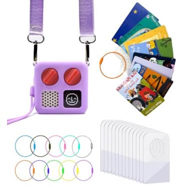 Imagem de Thisness Capa de silicone para Yoto Mini e porta-cartões para Yoto Cards, jaqueta protetora de silicone de aventura com alça de ombro, 200 abas 10 laços, bolsa de viagem infantil, acessórios Yoto