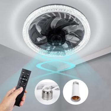 Imagem de Soquete de luz para ventilador de teto, ventilador de soquete de lâmpada com controle remoto, ventiladores de teto com base E26 regulável com luzes para quarto, ventilador de parafuso e combinação de