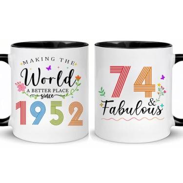 Imagem de Choinn 1952 Presentes de aniversário de 74 anos para mulheres e homens, presente de aniversário de 74 anos, caneca de café para mãe, pai, avó, vovô, ideias de presentes de aniversário de 74 anos, Dia