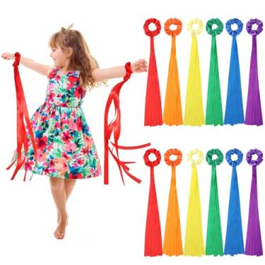 Imagem de VioraWhite 12 Pcs Rainbow Dance Ribbons Rainbow Rhythm Ribbons Wrist Streamers Hand Held Rhythm Streamers Gymnastics Dance Decorations for Kid Adult, Assorted Color (0.8 x 19.7 Inch