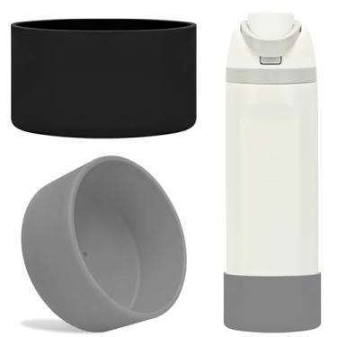 Imagem de TQONEP 2 peças de bota de silicone para garrafa de água Owala 680 g, 947 ml, capa protetora antiderrapante para garrafa de água de aço inoxidável Flip/Twist/FreeSip (preto + cinza, 680 g)