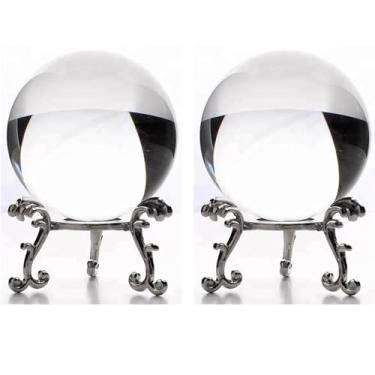 Imagem de vskikris Conjunto de 2 peças de bola de cristal polida com chama – presente de sistema solar esculpido em 3D para o dia das mães/Natal, decoração de casa Fengshui