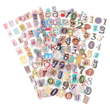 Imagem de FNANJWQ 30 folhas vintage scrapbook alfabeto número adesivos scrapbook adesivo grafite adesivos adesivos suprimentos para scrapbooks, cadernos, porta sala de aula, garrafa de água