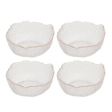 Imagem de Jogo 4 Bowl De Cristal De Chumbo Martelado Com Borda Dourada Taj 19x10cm Wolff