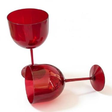 Imagem de Kit 4 Taça de Gin acrilico Vermelha transparente 580ml festa - 0000272