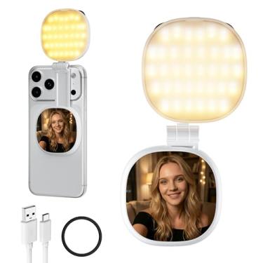 Imagem de Cocobeen Luz magnética dobrável para selfie: sem bloqueio de câmera CRI 95+ com espelho e ajustável e recarregável para selfies/fotografia/vlog/conferência/gravação de vídeo/criador de conteúdo