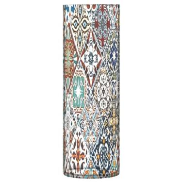 Imagem de JUZIHAI Vaso com padrão de azulejo marroquino para flores, 9,9 cm x 30 cm, cilindro de plástico, moderno, vaso de flores para centro de mesa de casamento, decoração de casa