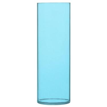 Imagem de JUZIHAI Vaso azul de cor sólida para flores, 9,9 cm x 30 cm, cilindro de plástico, vaso de flores moderno para centro de mesa de casamento, decoração de casa