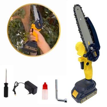 Imagem de Mini Motosserra Elétrica 6 Poda Jardim Recarregável Bivolt Poda de Árv