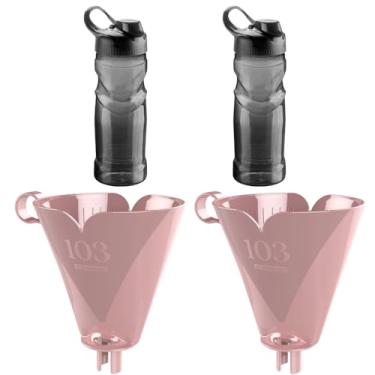 Imagem de Conjunto de 2 Suporte para Filtro de Café 103 Rosa + 2 Garrafa de Hidratação Fitness 500ml Preta