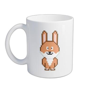 Imagem de Caneca Xícara de Café Porcelana 300ml Com Desenho Personagem De Coelho Pixel Art