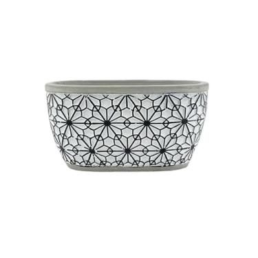 Imagem de hezhuhe2258 Macetas para plantas, vaso retangular de cimento com textura floral em relevo, com recipiente de orifício de drenagem, para decoração de casa, peitoril de janela para jardim (grande)