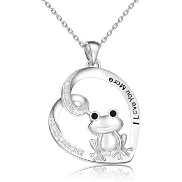 Imagem de FEELMEM Colar de sapo natural, inseto, animal, sapo, pingente, amor, coração, presente, Small, Cobre, Zircônia cúbica