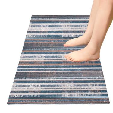 Imagem de TSENQUE Tapete de banho listrado variegado granulado tapetes de cozinha tapetes de entrada antiderrapante antiderrapante tapete de banheiro decoração de cozinha para casa, 99 cm x 50 cm