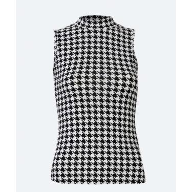 Imagem de Blusa Regata Feminina Pied Poule Gola Alta Marisa-08123, Preto e branc