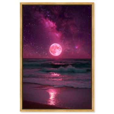 Imagem de Arte de parede de astronauta com impressão em tela Shimmering Sea II por Art Remedy, moldura dourada, 25 x 38 cm