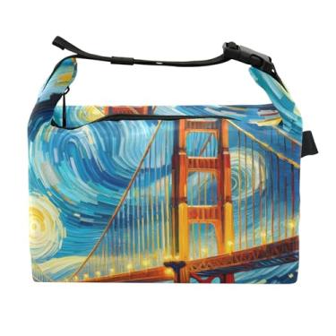 Imagem de TSENQUE Lancheira personalizada com ponte Golden Gate nos EUA, portátil, para trabalho, flor, comida, isolada, para adultos