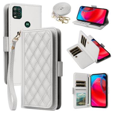 Imagem de Dibosom Capa carteira para Motorola Moto G Stylus 5G 2021 Argyle com alça de pulso/ombro compartimentos para cartões, suporte para cartão, minimalista, capa de celular acolchoada para GStylus G5