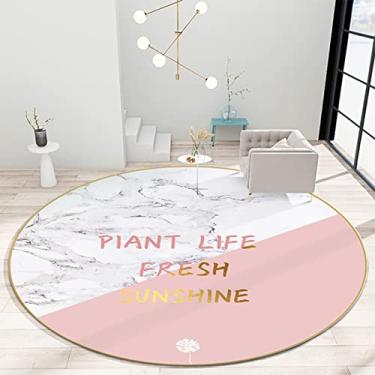 Imagem de Tapete redondo para quarto, tapetes de banheiro macios e fofos, rosa, antiderrapante, lavável, tapetes para entrada, sala de estar, berçário, H, diâmetro 60 cm
