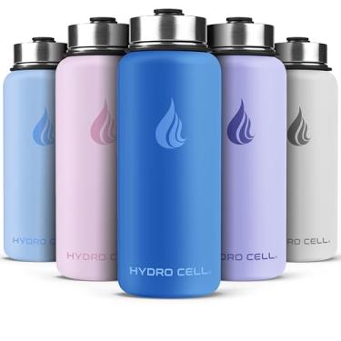 Imagem de HYDRO CELL Garrafa de água isolada de aço inoxidável com canudo - para bebidas frias e quentes - Frasco de metal a vácuo com tampa de rosca e garrafa térmica esportiva moderna à prova de vazamento