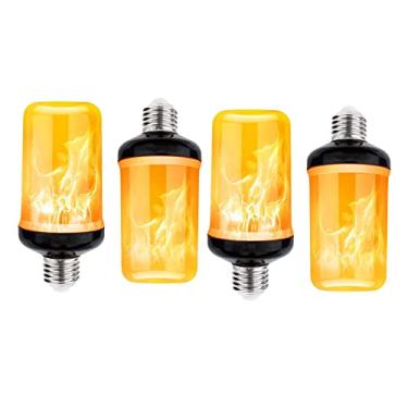 Imagem de Dyforce Lâmpadas de Natal, 6W 4 modos E26/E27 lâmpadas de fogo cintilantes base com sensor de gravidade, lâmpadas de chama para decorações de interiores e exteriores - Pacote com 4