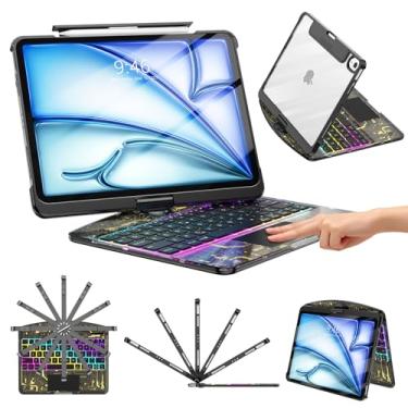 Imagem de Capa com teclado transparente para iPad Air de 11 polegadas (M3/M2, 2025/2024)/iPad Air 5ª/4ª geração 11 polegadas 2022 2020/iPad Pro 11 polegadas 1/2/3/4 2018-2022, trackpad, suporte de lápis