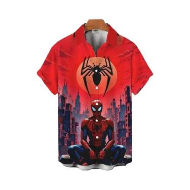 Imagem de Camisa Casual De Manga Curta Com Estampa 3D Do Homem-Aranha Para Homen
