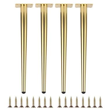 Imagem de Conjunto de 4 pernas de mesa de metal para móveis com parafusos, perfeito para mesas de café, bancos, secretárias, cadeiras, douradas, 40,6 cm, 182,9 cm (tamanho: 50 cm)
