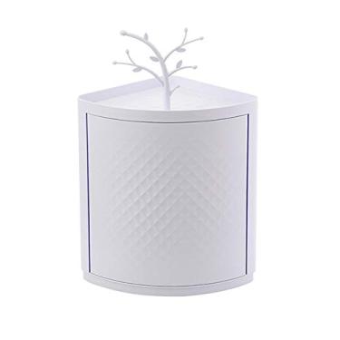 Imagem de Armário de Armazenamento Cantinho Banheiro Prateleira Triangular Rotativa 360 Graus Rack Multifuncional Montado na Parede Cozinha Caixa Cosméticos Ins