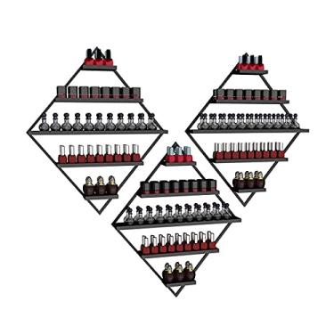 Imagem de Prateleiras de metal para armazenamento de esmaltes de parede, organizador de esmalte de dedo de 5 camadas para parede, prateleira de armazenamento de esmaltes de unhas, suporte de exibição de óleo