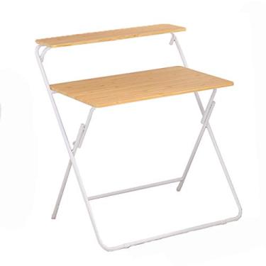 Imagem de Mesa de computador, mesa dobrável, moderna e simples, mesa de estudo, armazenamento duplo, para casa, espaço pequeno, sem necessidade de montagem, 80 x 50 cm. (B)