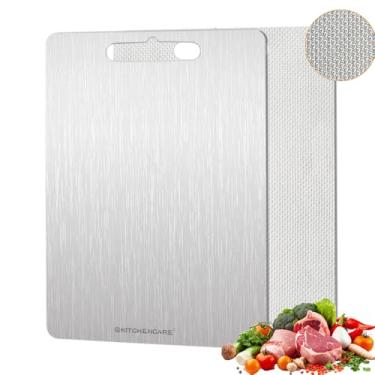 Imagem de Tábuas de corte de titânio 100% puro para cozinha, tábua de corte dupla face de titânio de grau alimentício para cortar carnes, frutas e legumes, para cozinha doméstica, presente de férias ao ar livre