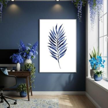 Imagem de Quadro Decorativo Azul Vivo 70X50Cm Mold Branca - Quadros On-Line