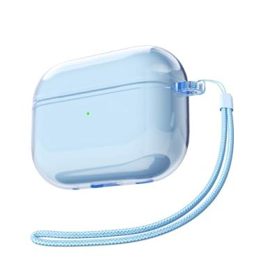 Imagem de Svanove Capa transparente para Airpods Pro 2 com alça, linda capa de plástico rígido transparente para Airpods Pro 1ª geração com corda, capas protetoras femininas Y2K TPU para mulheres e homens, azul