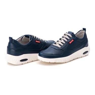 Imagem de Tênis Gel Sneaker Masculino Ultraleve Couro Ranster - Jvclay, Azul, 40