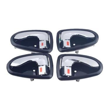 Imagem de 4 unidades para 2000-2006 Compatível com Hyundai Accent 1.5L .6L maçaneta interna da porta dianteira traseira esquerda direita motorista passageiro preto/cromado(Chrome)