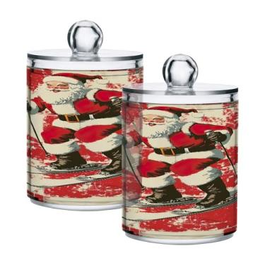 Imagem de xigua Pacote com 4 lindos suportes de Natal para bolas de algodão, cotonete – Frasco de plástico de boticário de armazenamento versátil transparente de 4 ml para banheiro e organização de