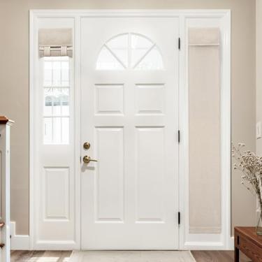 Imagem de MIULEE Cortinas de luz lateral 100% blackout de linho para porta da frente, persianas de janela lateral de privacidade sem furadeira, isolamento térmico, escurecimento de ambientes pequenos, L 30,5 x